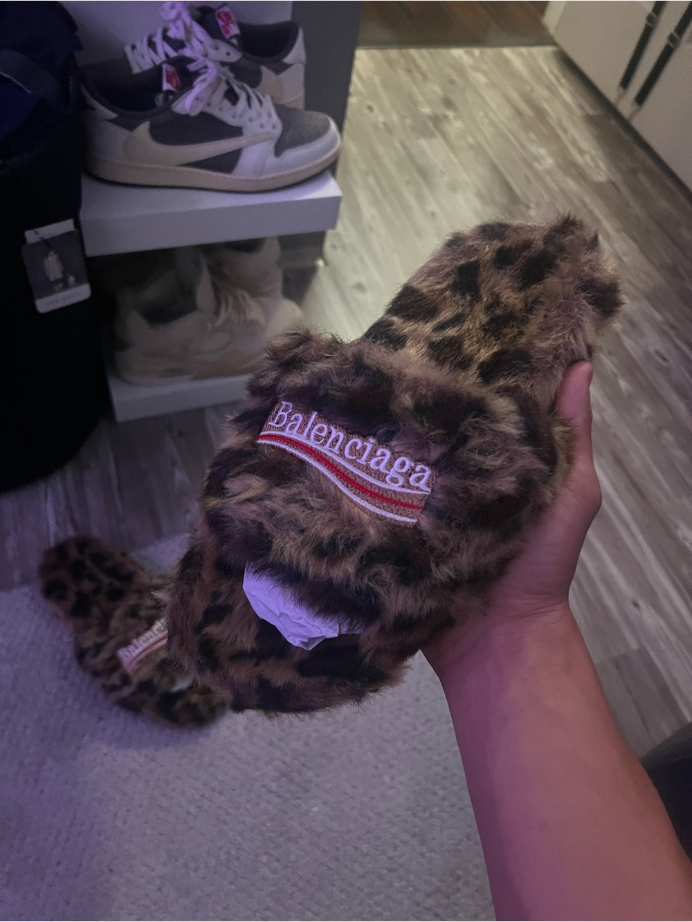 Fur Slides Leopard Print (Size 10)